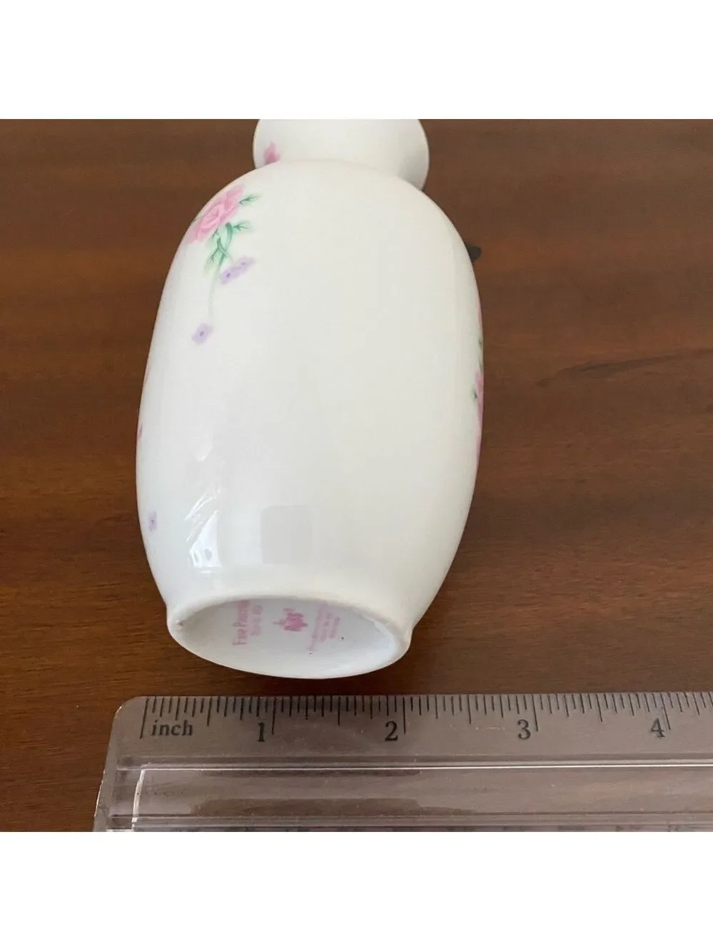 EUC Russ Berrie Fine Porcelain Mother's Vase | Pink Flowers & Gold Trim